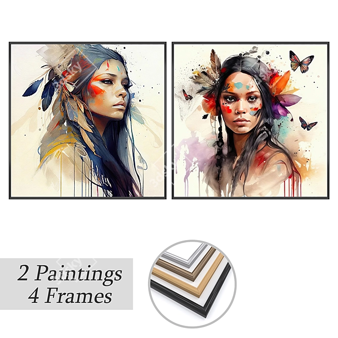 Art Set in Various Frames 3D model image 1