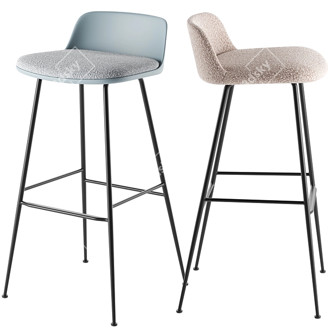 Contemporary &Tradition Bar Stool Set 3D model image 2