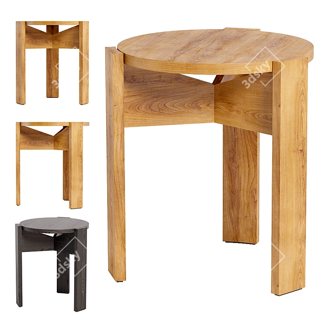 Sleek Kino Stool Ash Deal 3D model image 1