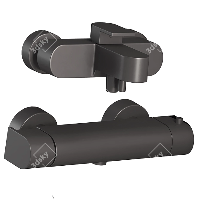 Modern Bathroom Fixture Set with Smooth Finish 3D model image 3
