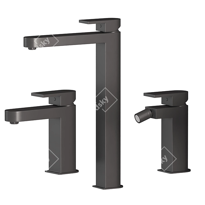 Modern Bathroom Fixture Set with Smooth Finish 3D model image 5
