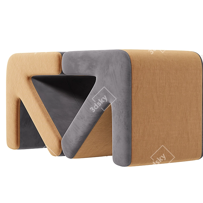 Elegant Footstool Sofa Model Render 3D model image 2