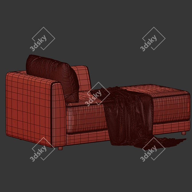 Sleek Modern Right Arm Chaise 3D model image 4