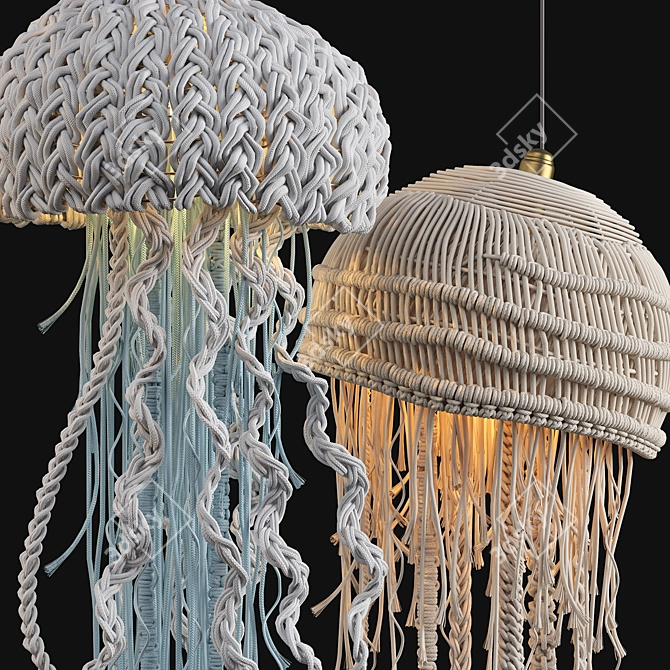 Oceanic Macrame Pendant Light 3D model image 2