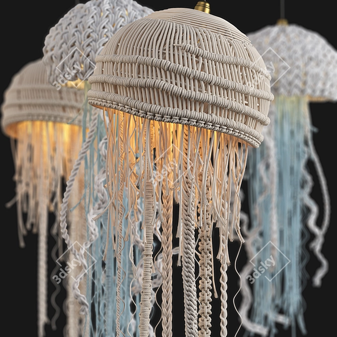 Oceanic Macrame Pendant Light 3D model image 4