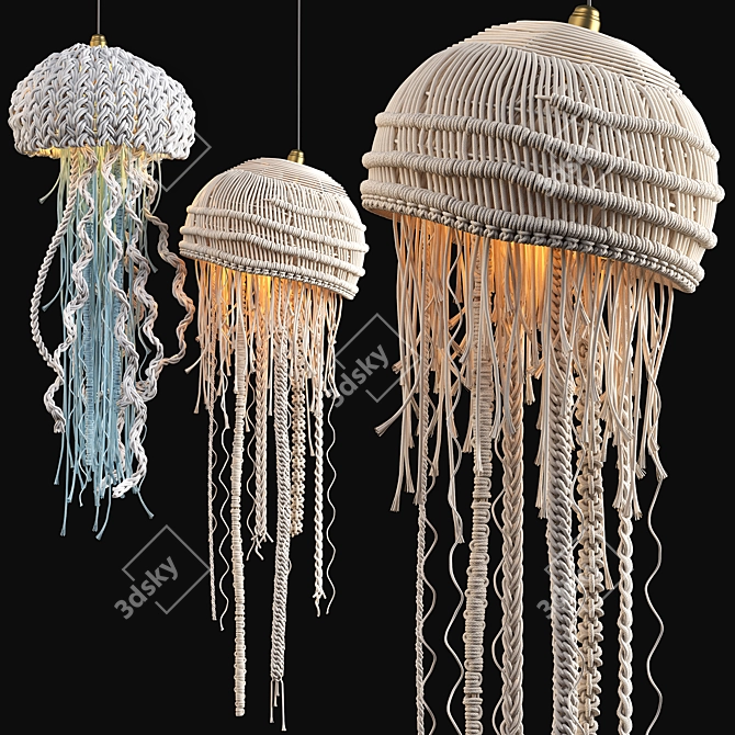 Oceanic Macrame Pendant Light 3D model image 14