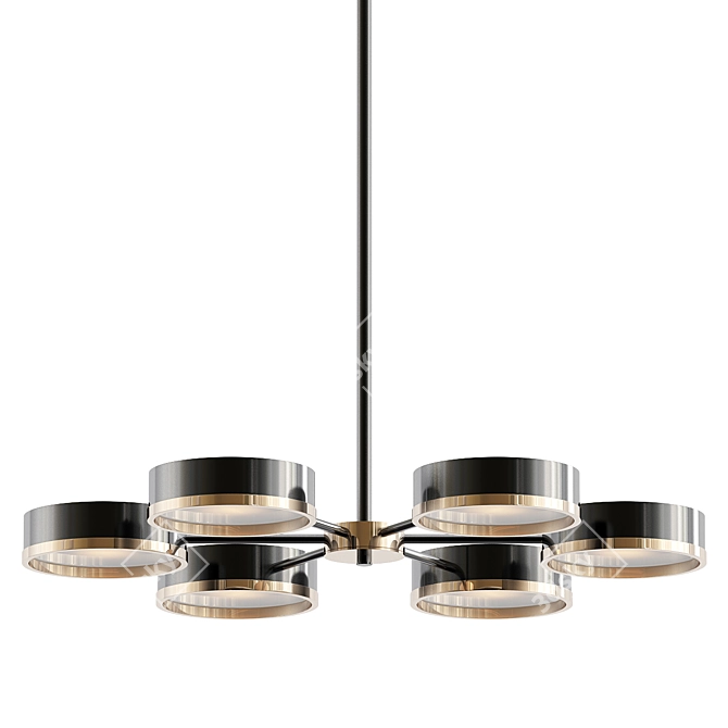 Sleek Matte Black Chandelier 3D model image 1