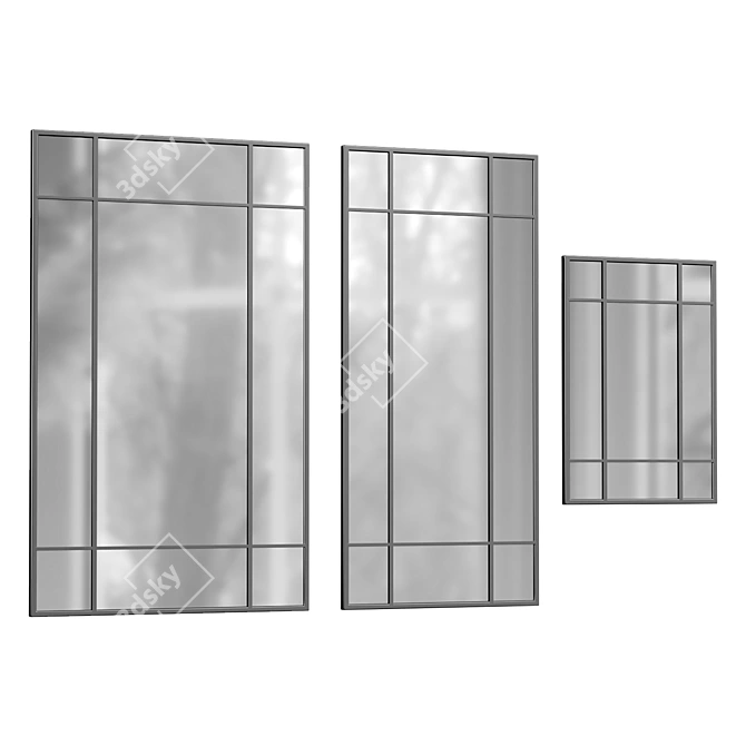 Sleek Black Leaner Wall Mirror 3D model image 1
