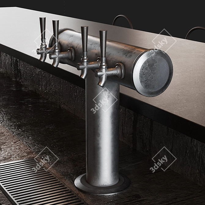 Industrial Style Bar Counter 3D model image 6