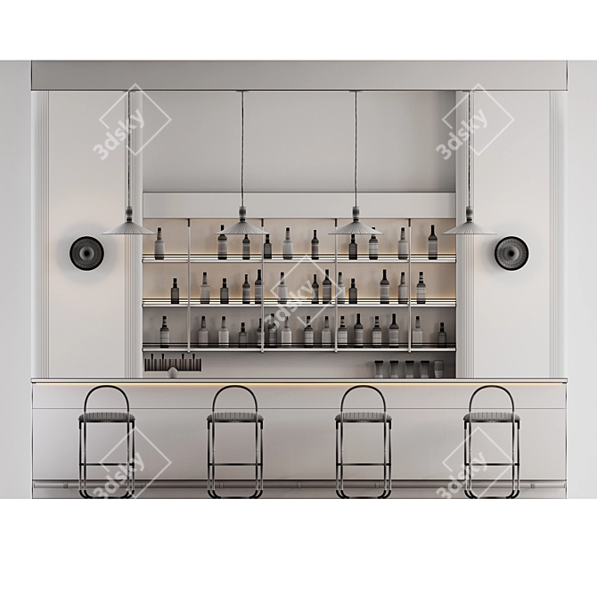 Industrial Style Bar Counter 3D model image 7