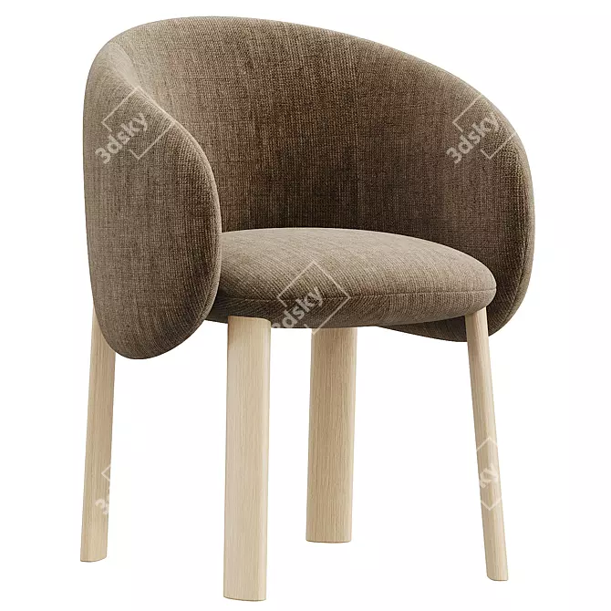 Nebula Wood Chair: Stylish Seating 3D model image 2