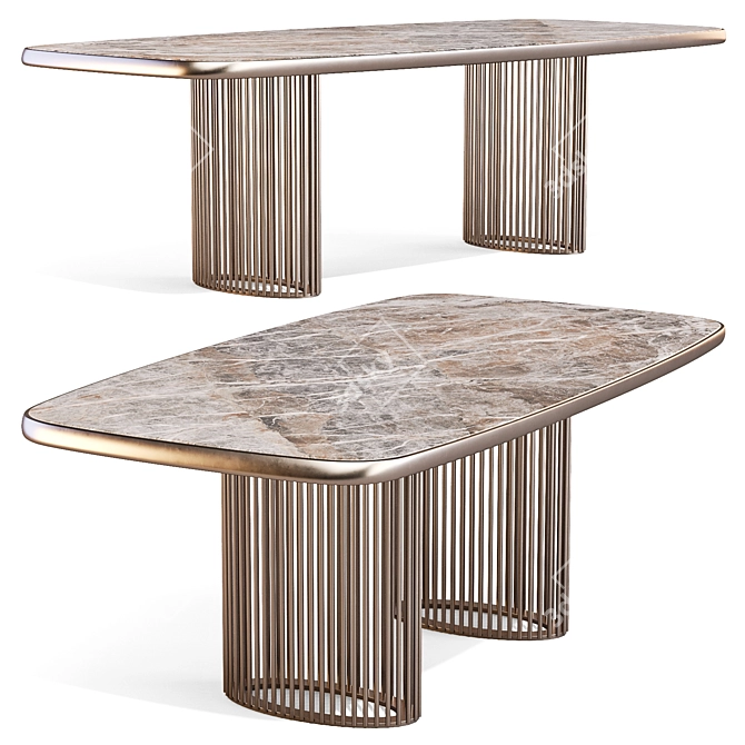 Luna Bianca Dining Table - Elegantly Inspired 3D model image 2