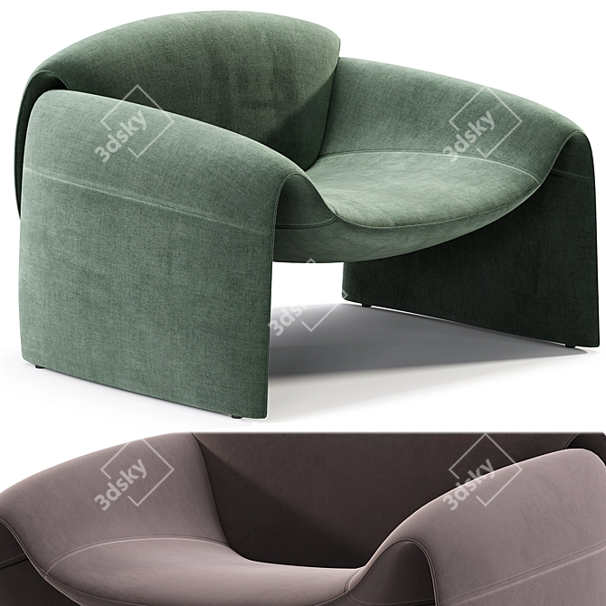 Stylish Poliform Le Club Armchair 3D model image 2