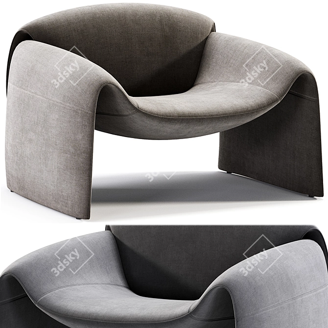 Stylish Poliform Le Club Armchair 3D model image 3