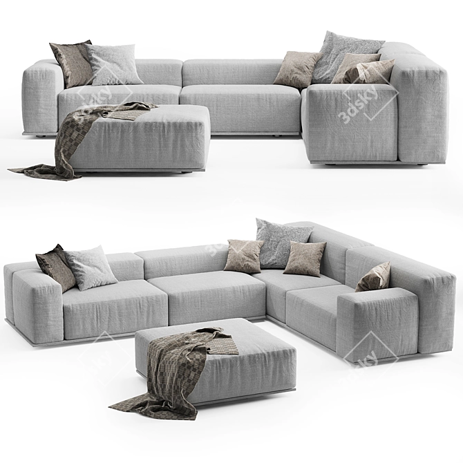 Modern Italian Delano Sofa Pianca 3D model image 8