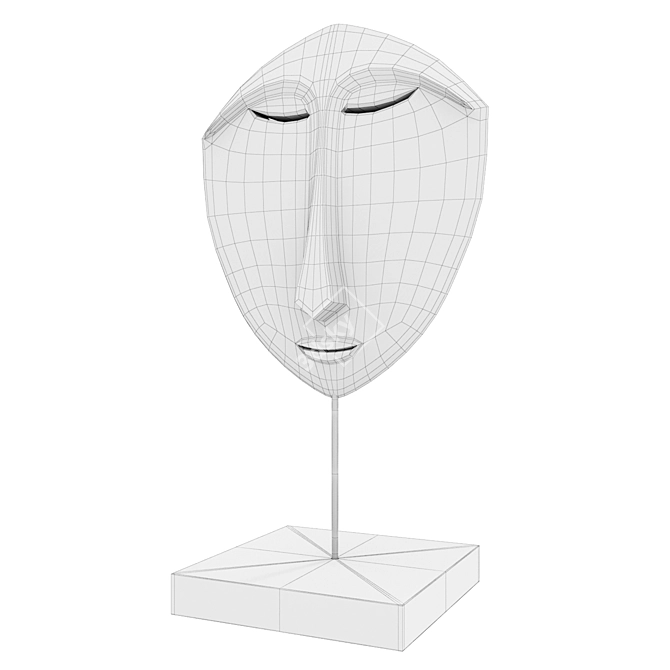 Crimson Ethnic Mask Sculpture 3D model image 2