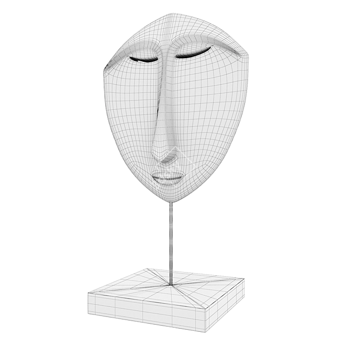 Crimson Ethnic Mask Sculpture 3D model image 3