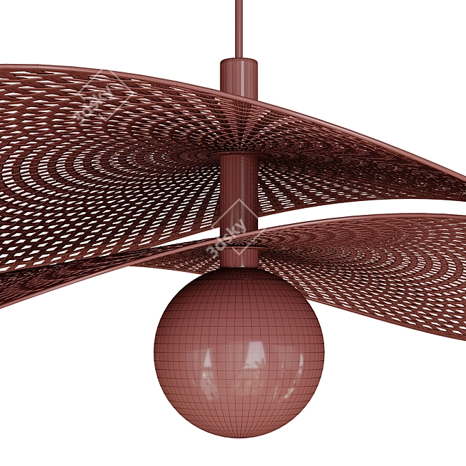 Bendable Rattan Hat Pendant Light 3D model image 4