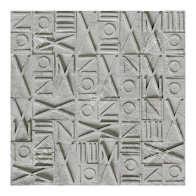 Modern Calligraphy Gypsum Wall Panels 3D model image 1