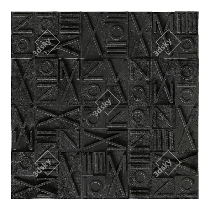 Modern Calligraphy Gypsum Wall Panels 3D model image 2