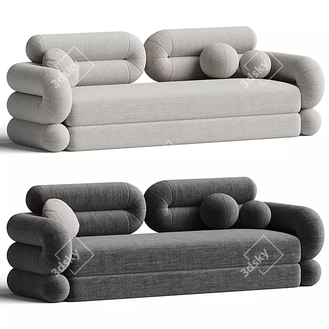 Sleek Tube Sofa Design 3D model image 1