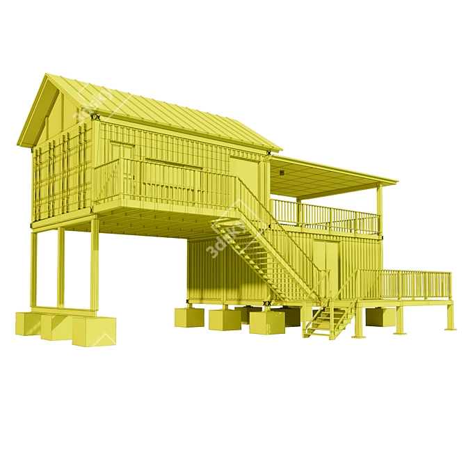 Architectural Container Home Design 3D model image 4