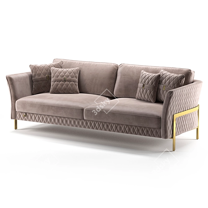 Stylish Carrera Velvet Sofa 3D model image 1