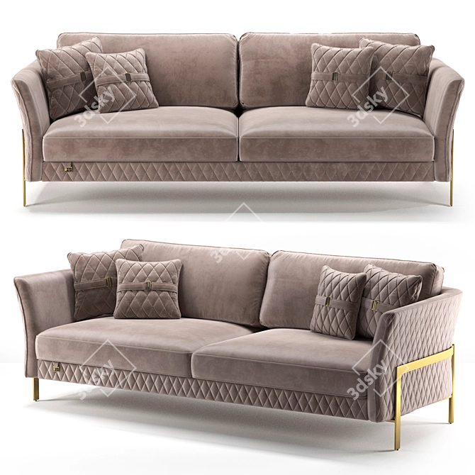Stylish Carrera Velvet Sofa 3D model image 6