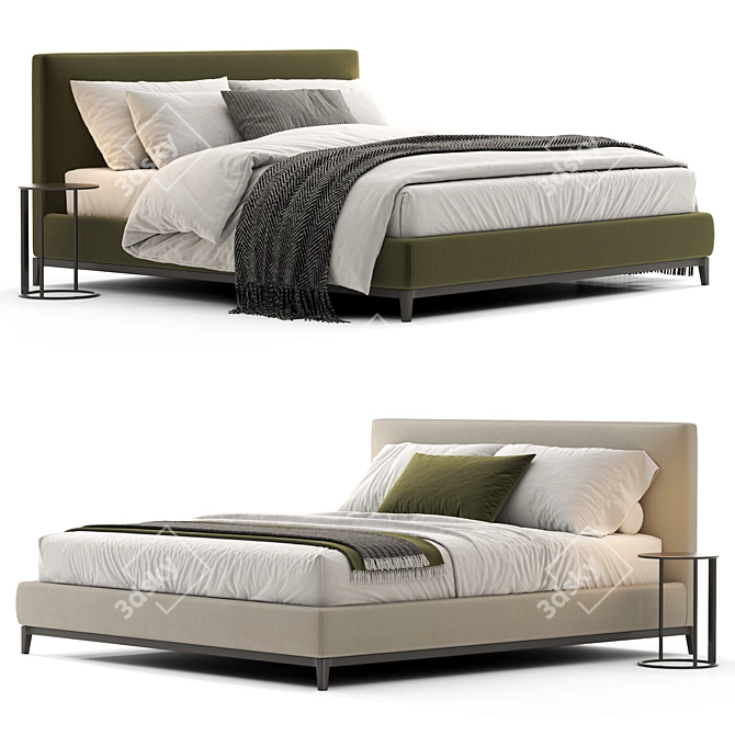 Modern Italian Design Minotti Bed 3D model image 1