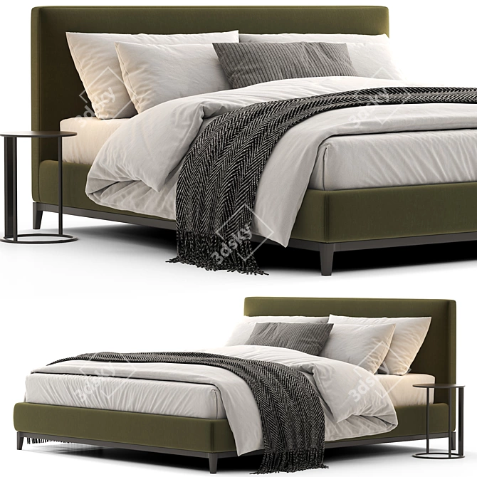 Modern Italian Design Minotti Bed 3D model image 3