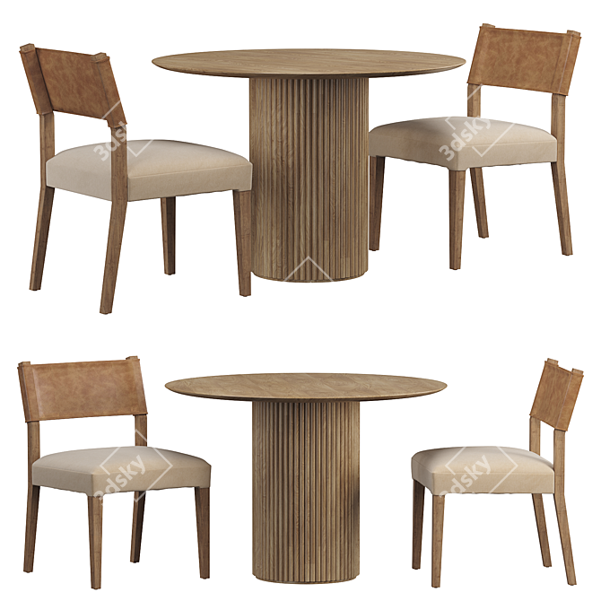 Modern Winchester Beige Dining Table 3D model image 1