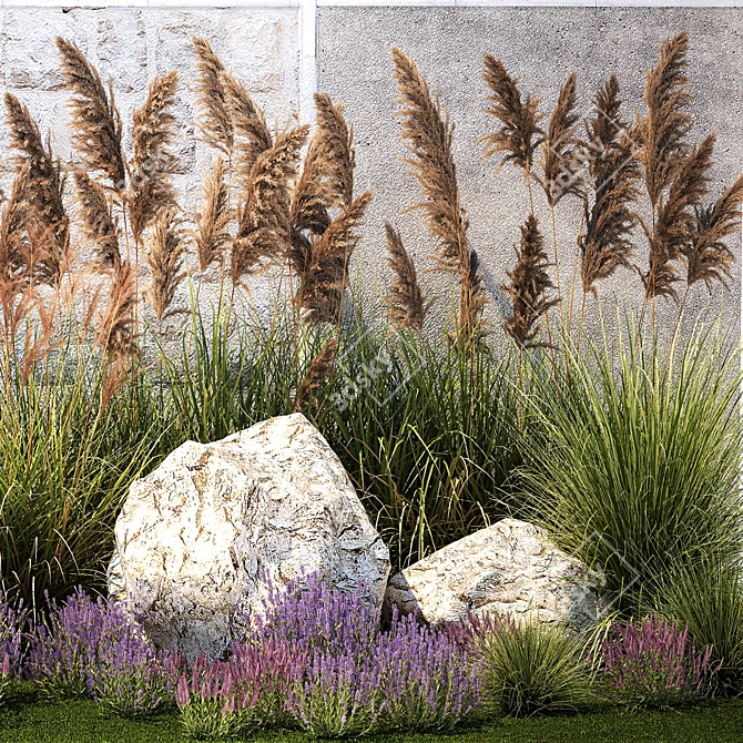 Landscaping Plant Collection with Lavender Flowers 3D model image 6