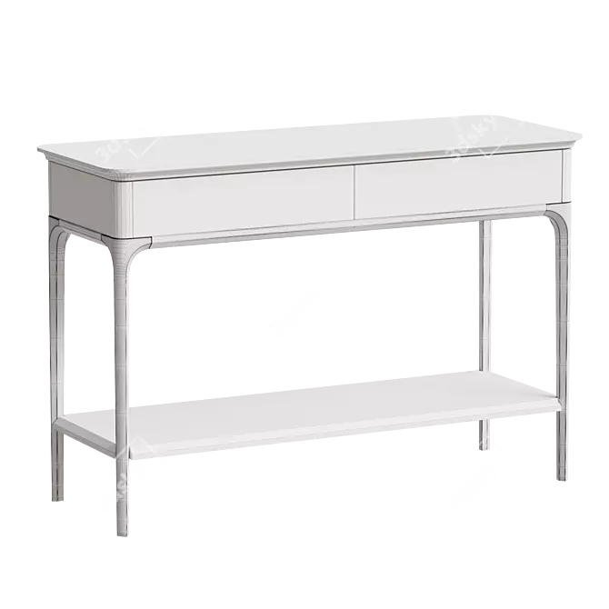 Modular Birch Wood Console Shelf 3D model image 2