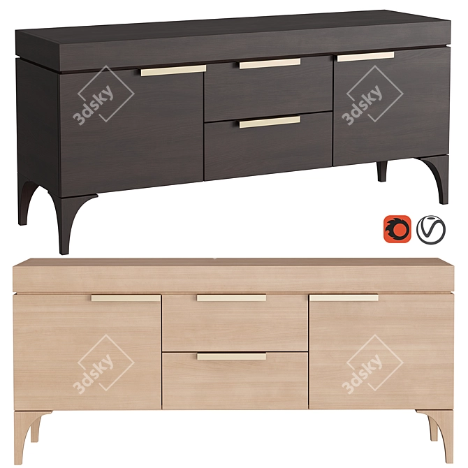 Modern Oak TV Stand Cabinet 3D model image 8