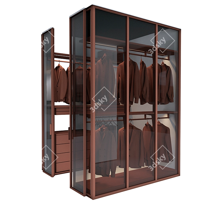 Corner Walk-In Wardrobe with Decor 3D model image 5