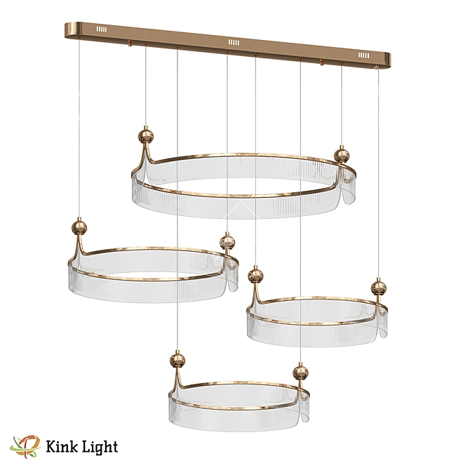 Golden Pendant Light Fixture 169W 3D model image 1