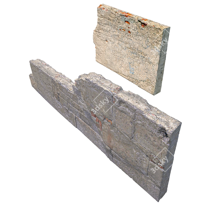 Vintage Ruined Walls Pack 3D model image 3