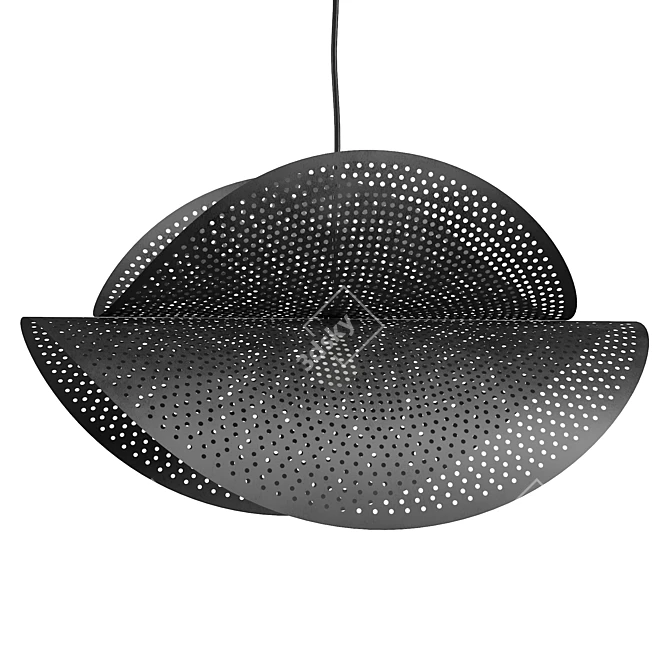 Sleek Black Metal Pendant Light 3D model image 1