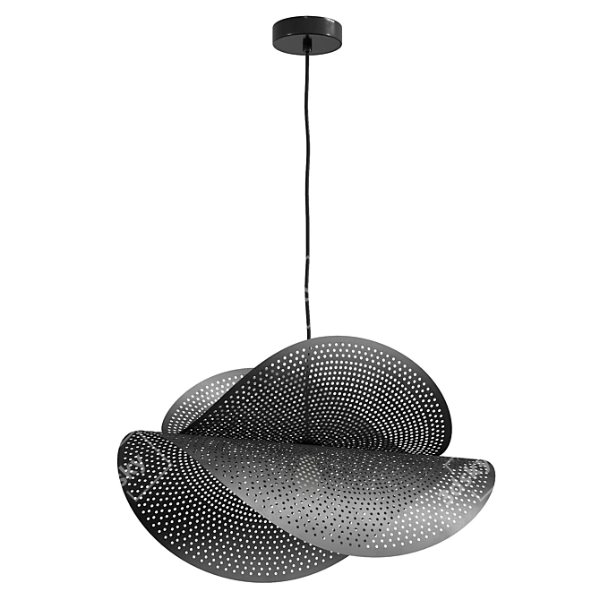 Sleek Black Metal Pendant Light 3D model image 4