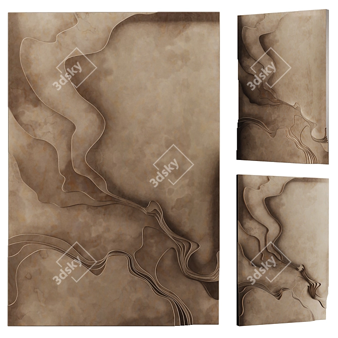 Modern Metal Wall Sculpture 3D model image 2