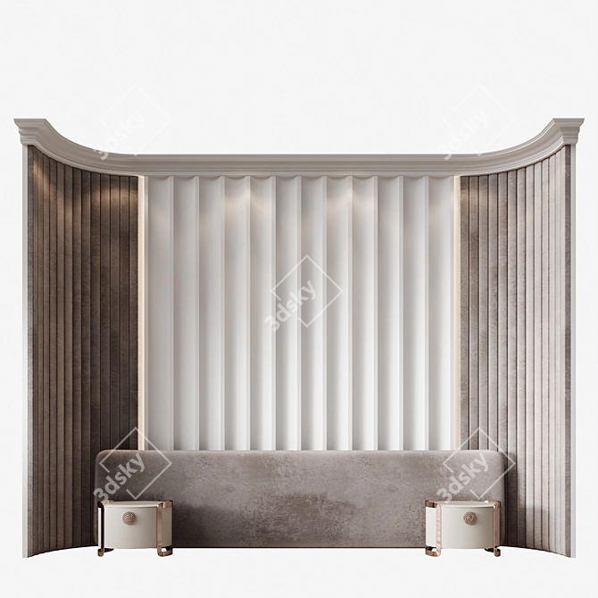 Izabella Upholstered Panel Headboard 3D model image 1