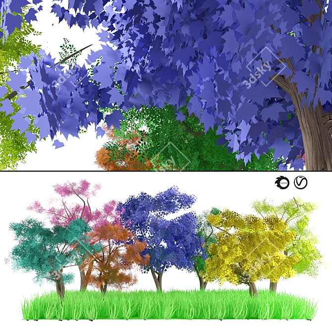 Animated Stylized Tree Pack 3D model image 1