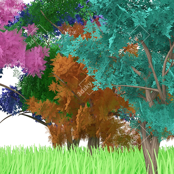 Animated Stylized Tree Pack 3D model image 4