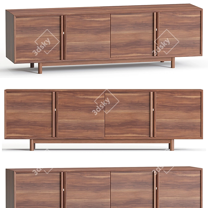 Contemporary Hollis Media Console Oak 3D model image 3