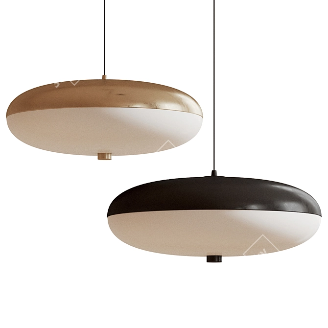 Minimalist Metal Glass Pendant Light 3D model image 2