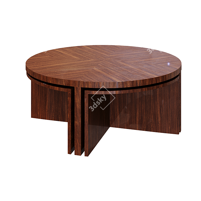 Round Palisander Cocktail Table 3D model image 3