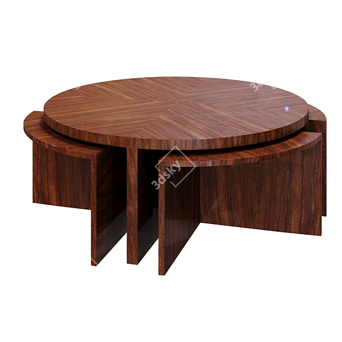 Round Palisander Cocktail Table 3D model image 4