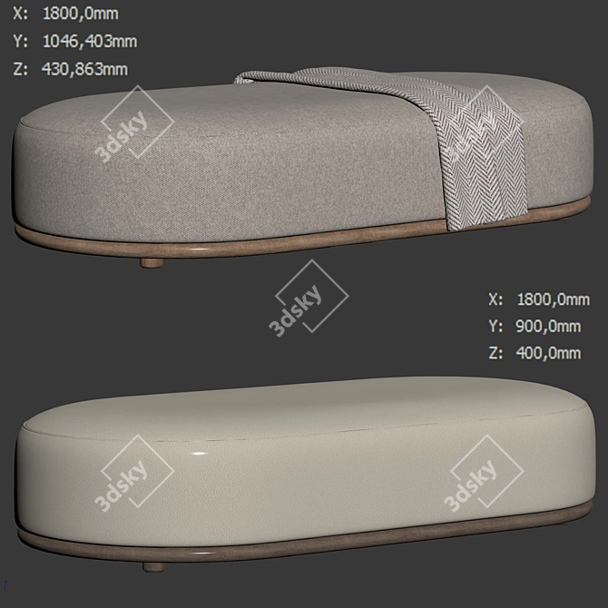 Aesthetic Cask XL Ottoman 3D model image 6