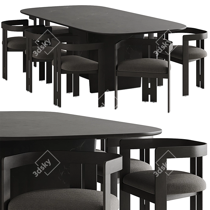 Modern Lacquered Table and Chair 3D model image 1