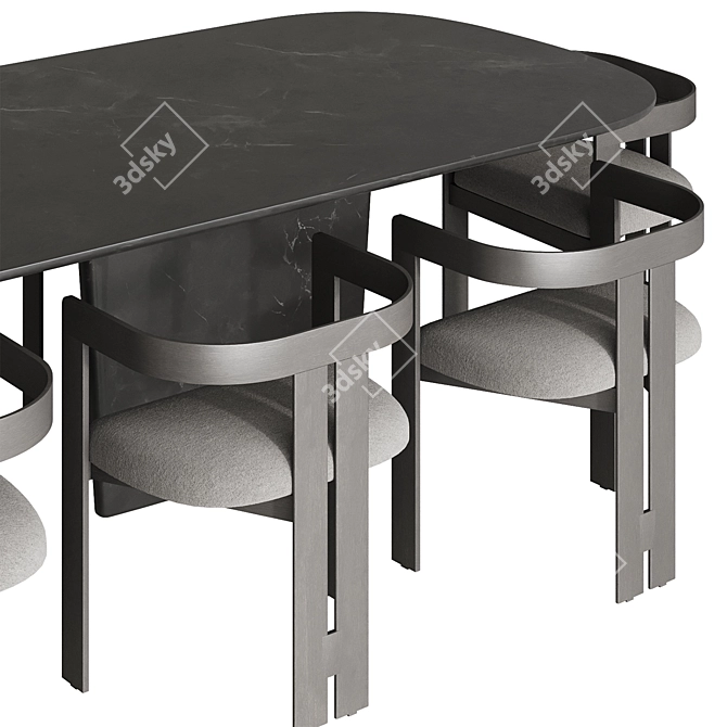 Modern Lacquered Table and Chair 3D model image 3